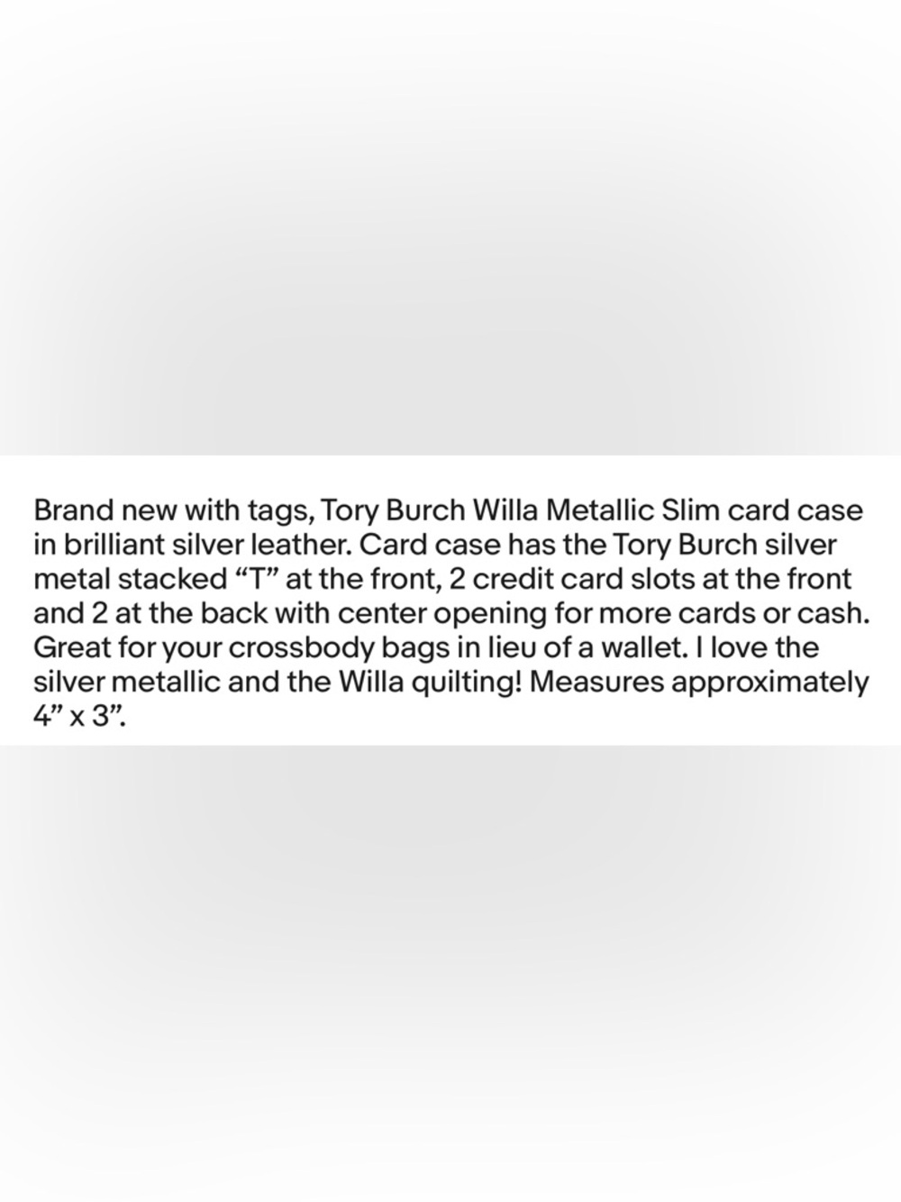 Tory Burch Metallic Silver Quilted Card Holder - Picture 7 of 7